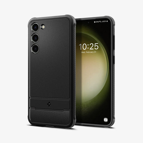 ACS05613 - Galaxy S23 Ultra Case Rugged Armor in matte black showing the back